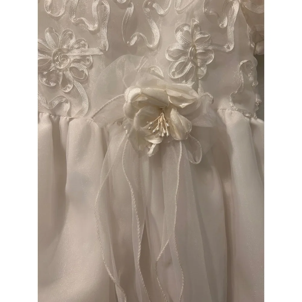 Lida California Girls White Floral Embroidered Organza Special Occasion Dress 6